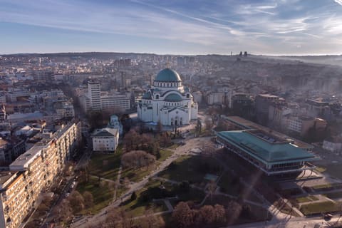 Hram svetog Save i Vracar iz vazduha